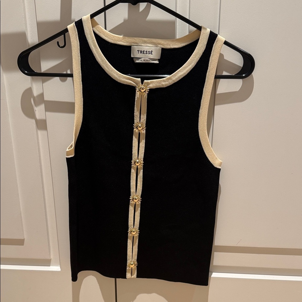 Elegant Black and Cream Tank Top